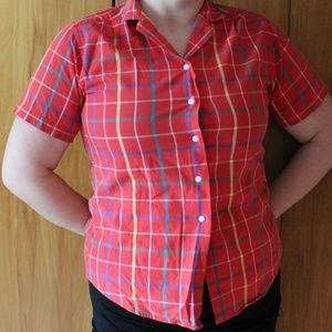 Vintage Land's End red plaid button down